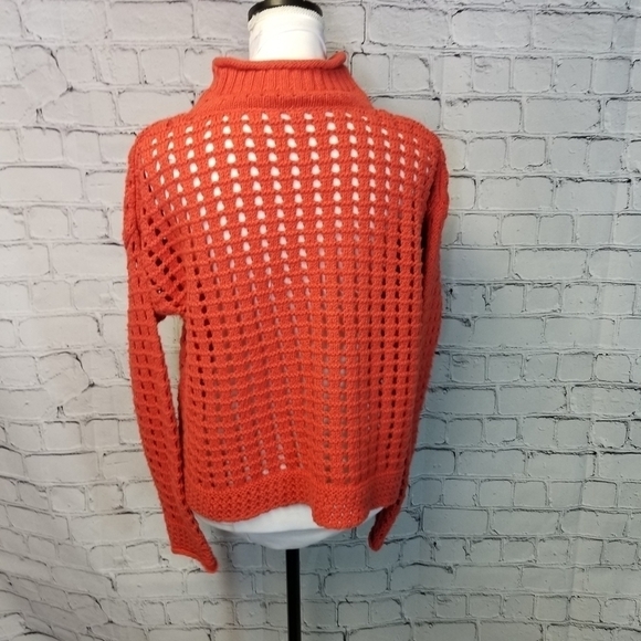 Free People open knit orange mock sweater - Picture 4 of 8